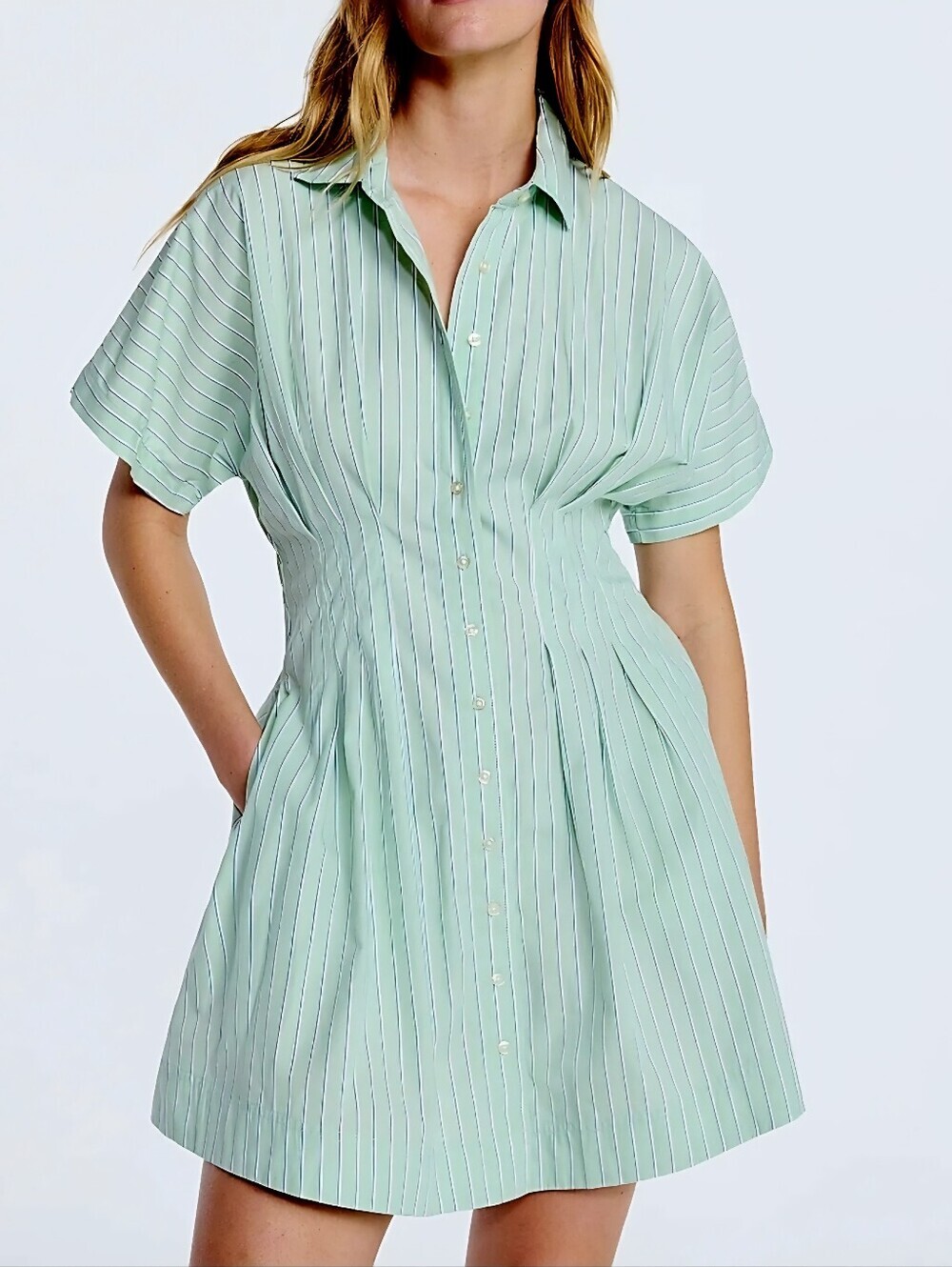 New summer Free Assembly Women's Cotton Corset Mini Shirtdress, short sleeve
